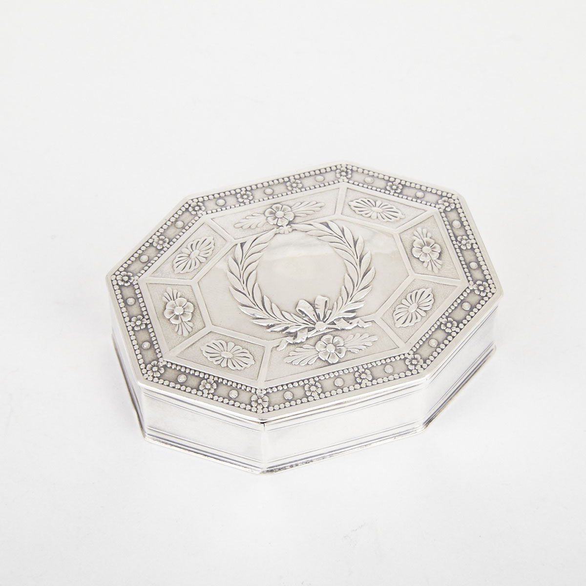 French Silver Octagonal Snuff Box, Henin & Cie, Paris, c.1900