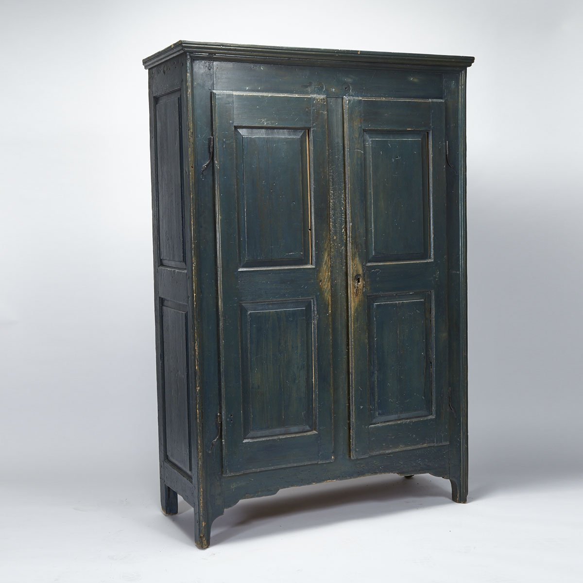 Quebec Painted Pine Two Door Armoire fitted with later interior, early 19th century