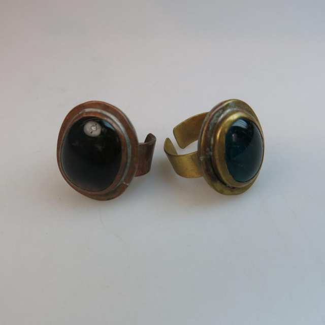 Two Rafael Alfandary Copper And Brass Rings
