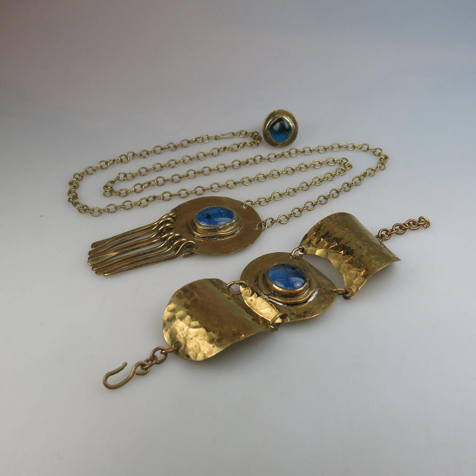 Rafael Alfandary Brass Necklace, Bracelet And Ring 