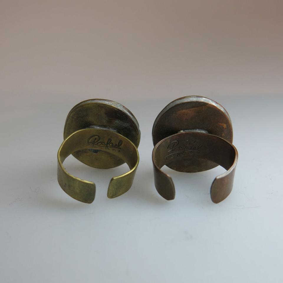 Two Rafael Alfandary Copper And Brass Rings