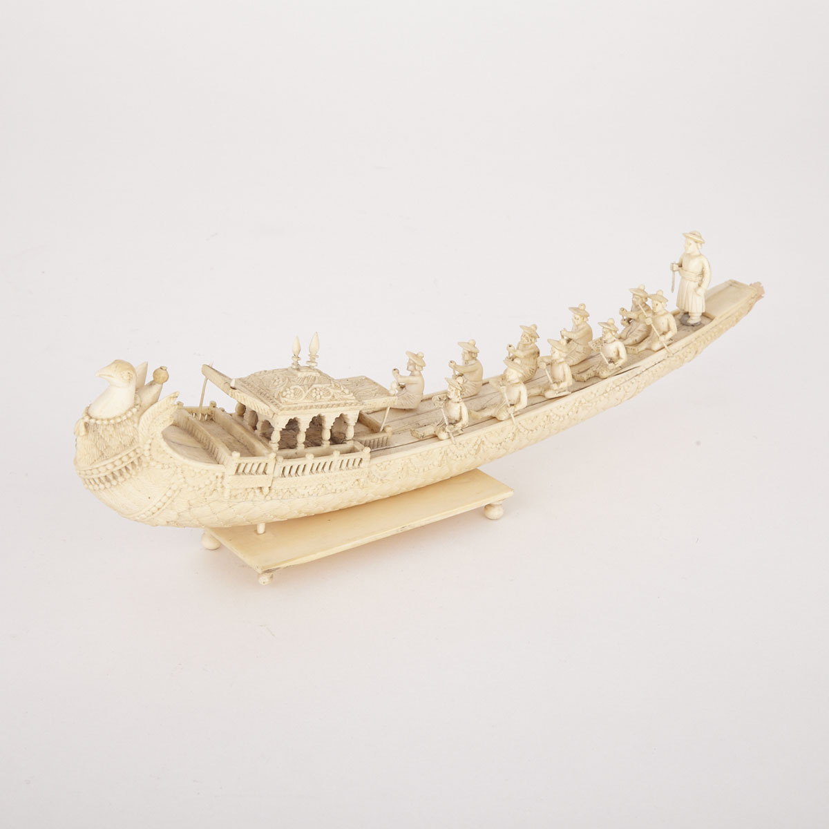 Carved Ivory Phoenix Boat with Figures, 19th Century