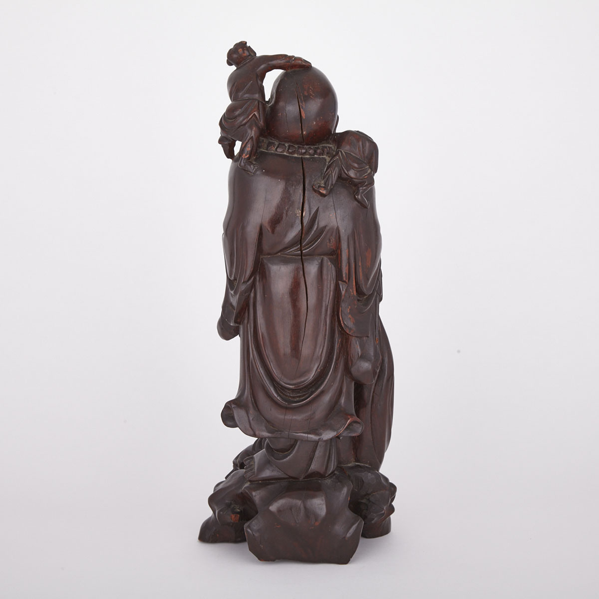 A Boxwood Carving of Buddha with Boys, Early 20th Century