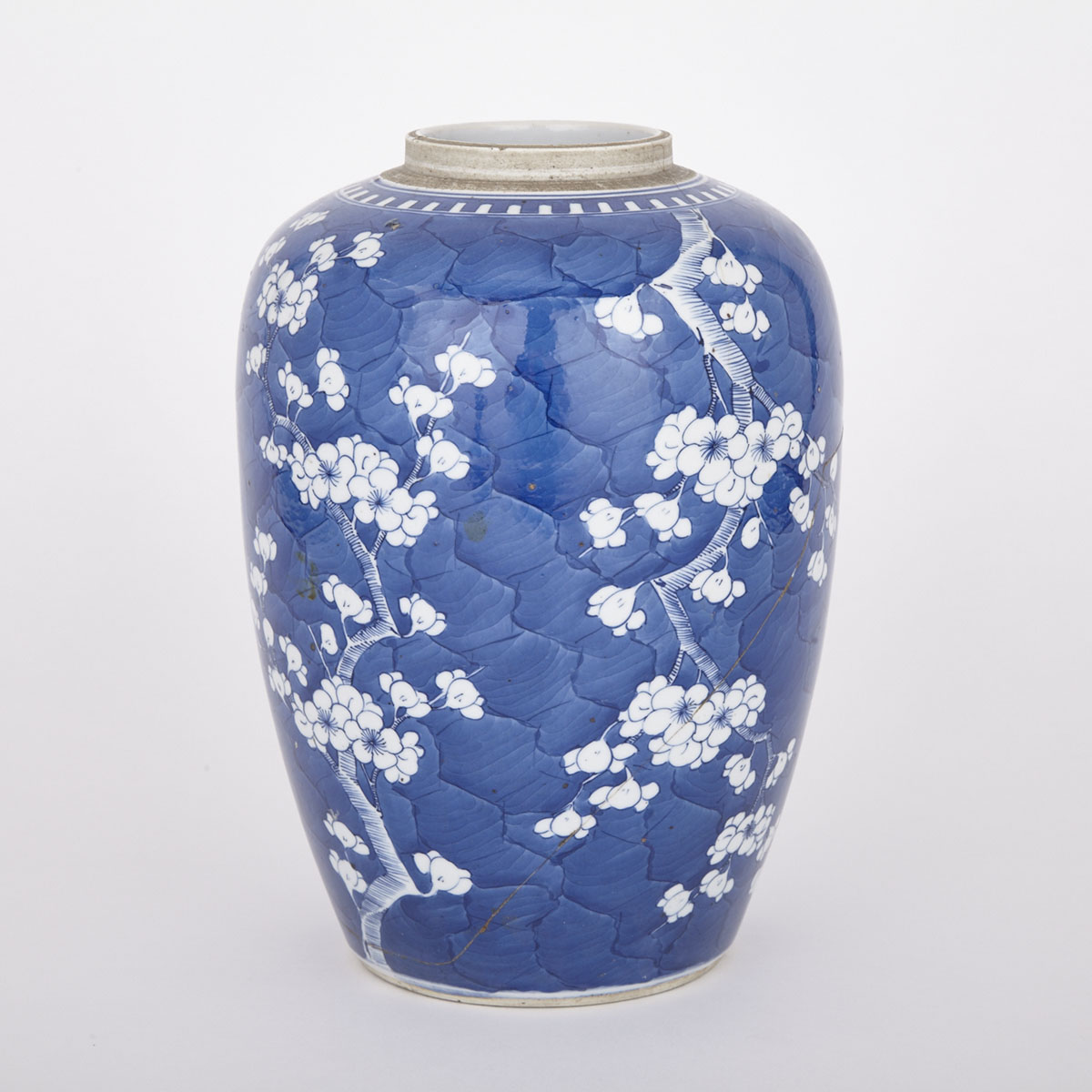 A Blue and White Prunus Jar, 18th Century