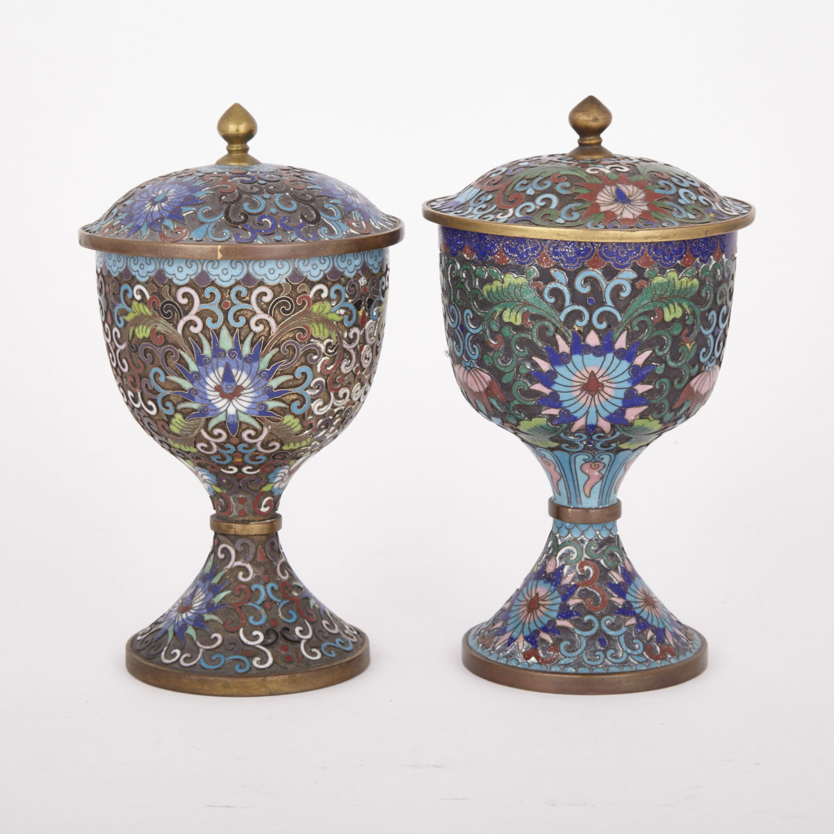 Matched Pair of Cloisonne Chalices, early 20th Century