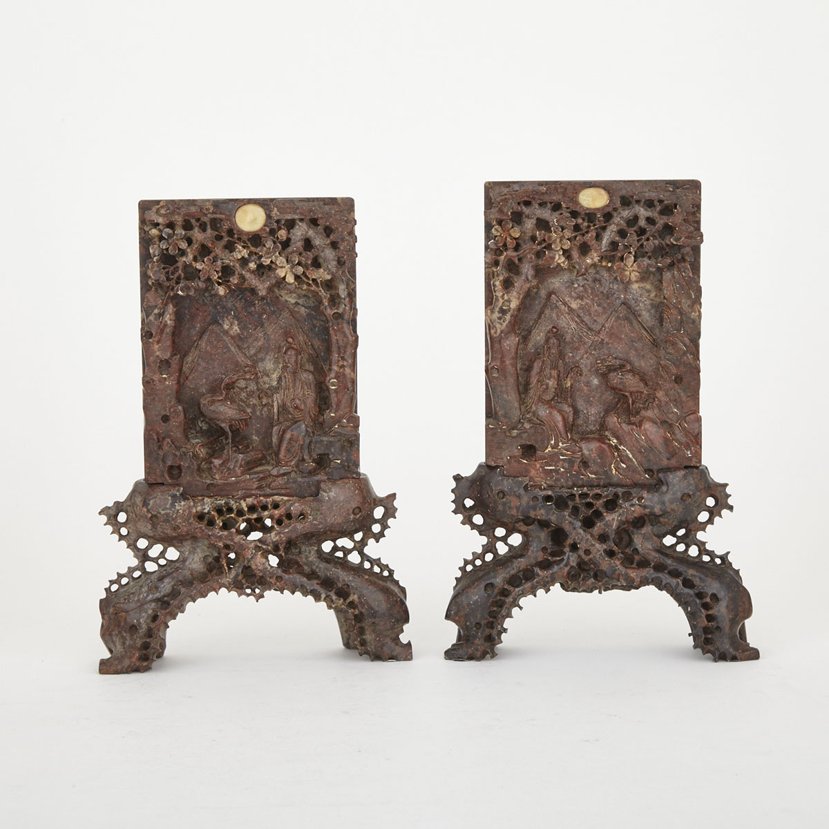 Pair of Soapstone Panels, Early 20th Century 