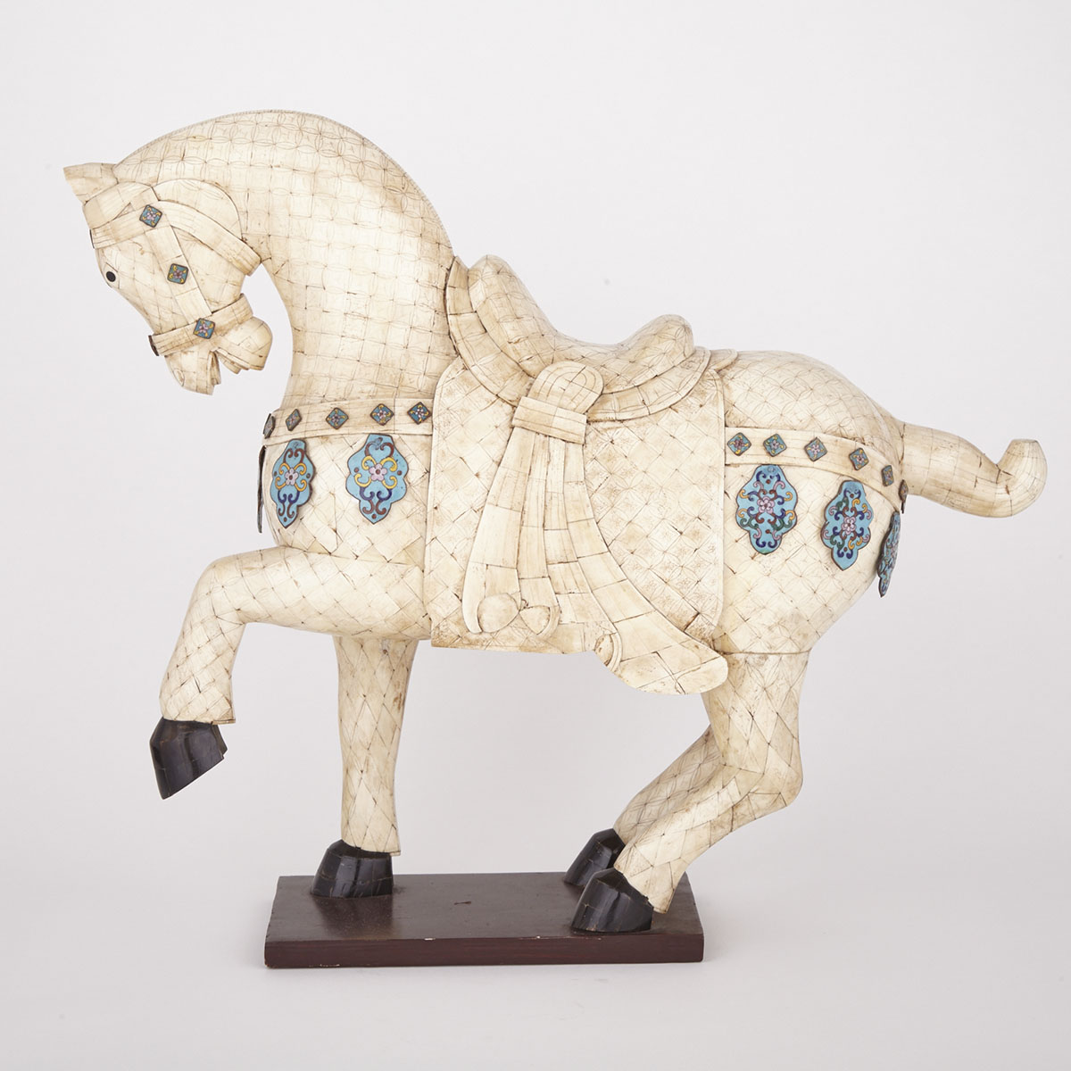 Export Bone and Enameled Copper Horse, Early 20th Century