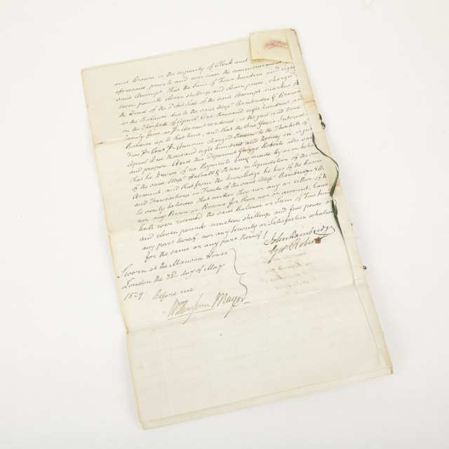George II City of London Affidavit Document, 1829
