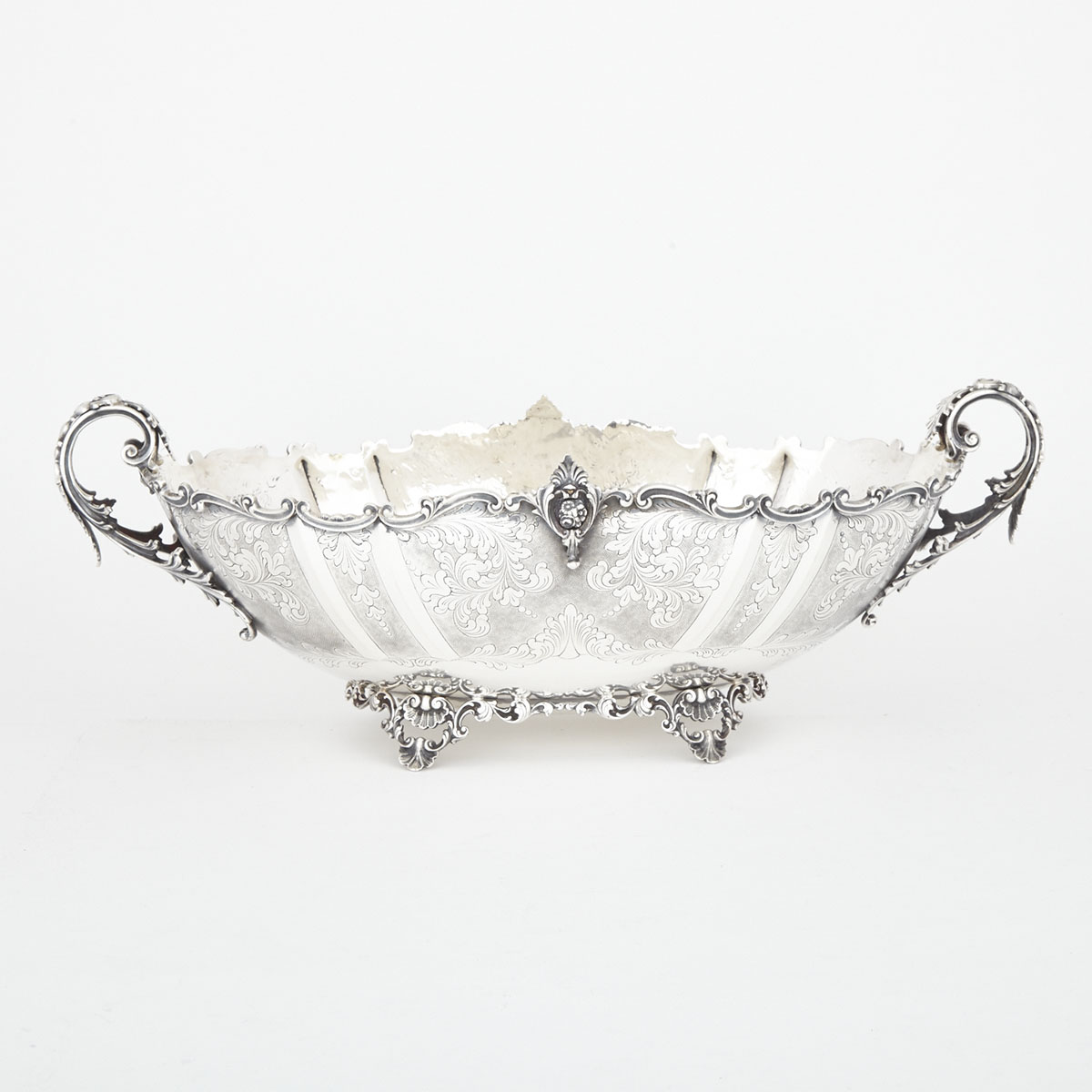 Italian Silver Two-Handled Oval Centrepiece, 20th century