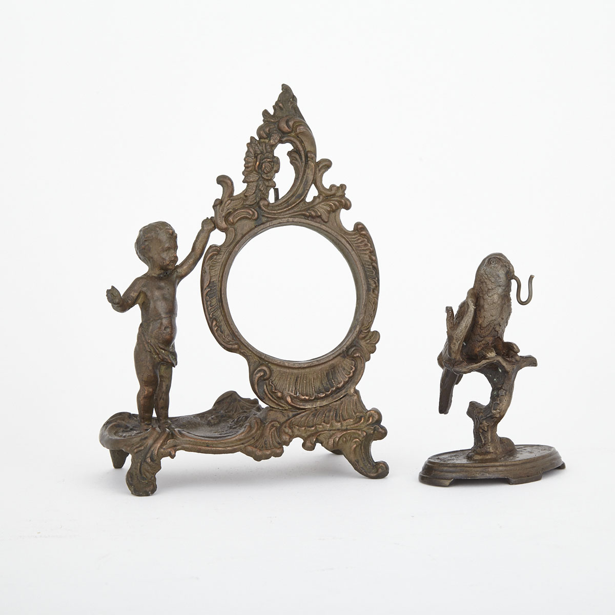 Two Victorian Patinated Bronze Pocket Watch Stands, 19th century