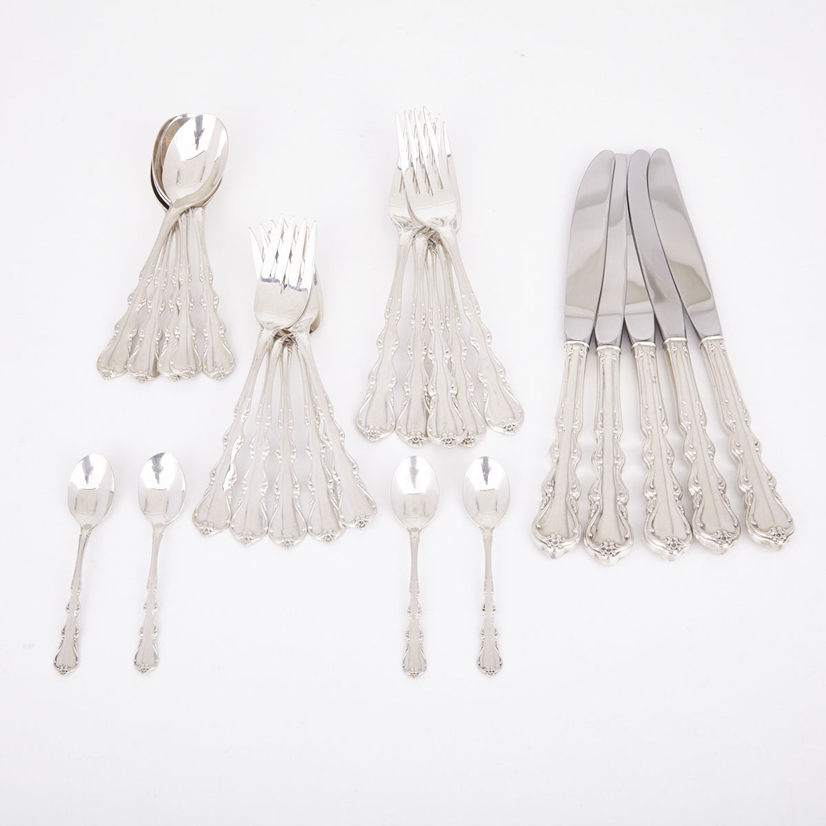 American Silver ‘Angelique’ Pattern Flatware, International Silver Co., Meriden, Ct., 20th century