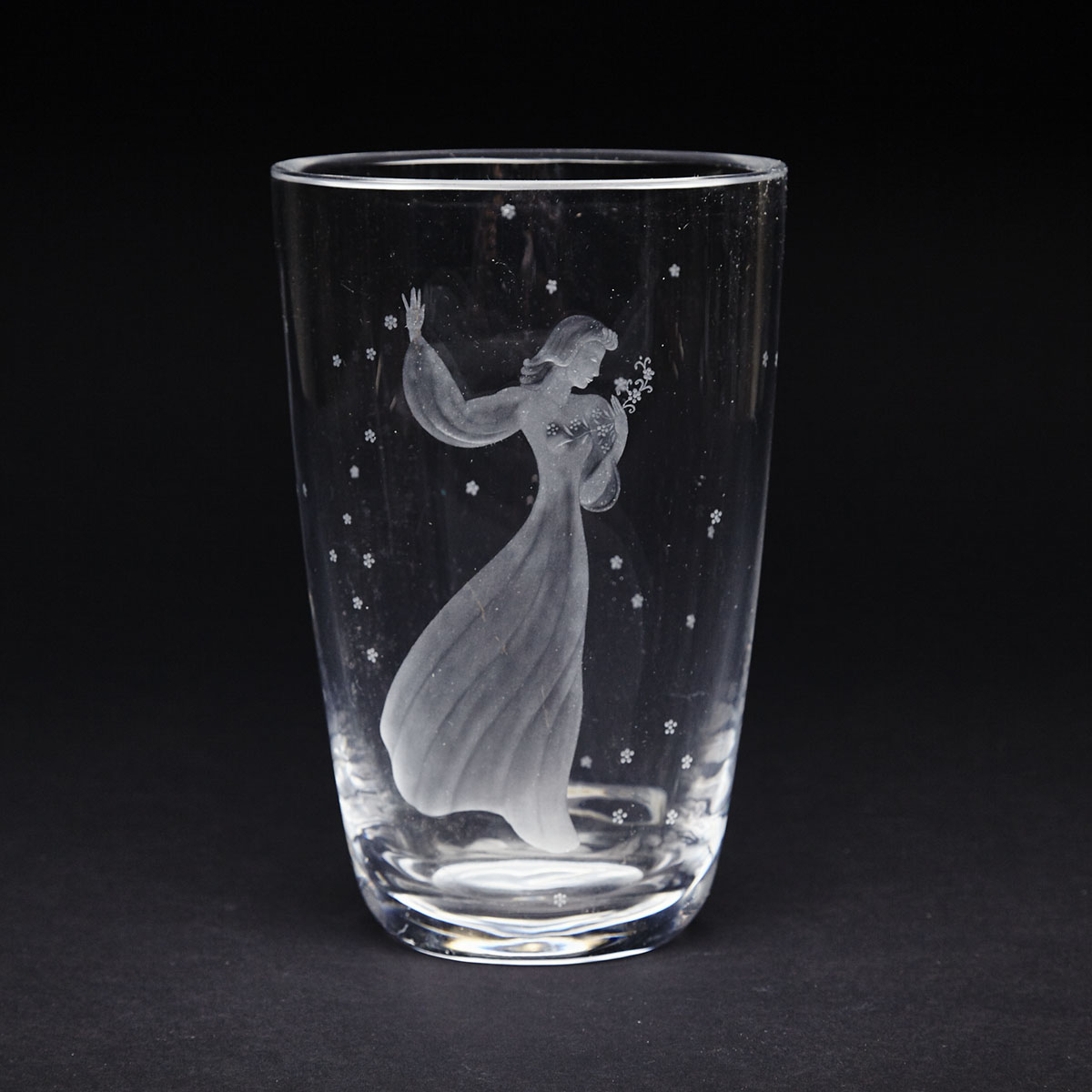 Orrefors Engraved Glass Vase, Sven Palmquist, 1942