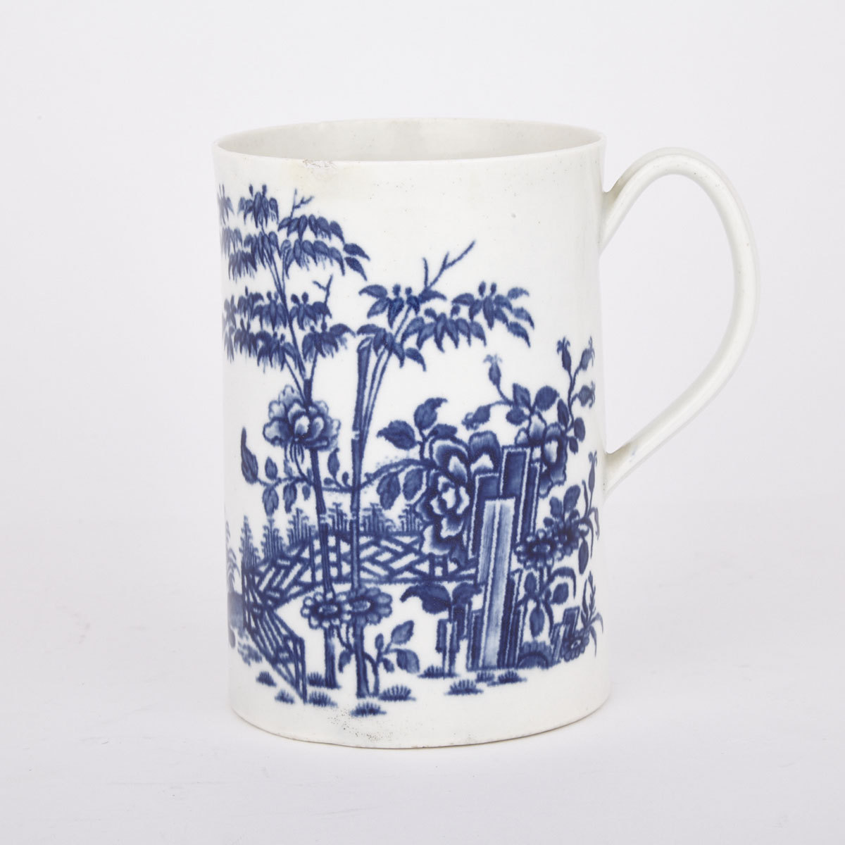 Worcester ‘Plantation’ Large Mug, c.1760-70