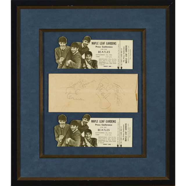 The Beatles: Pair of Press Passes with Autographed Envelope, Maple Leaf Gardens, Sept. 7, 1964