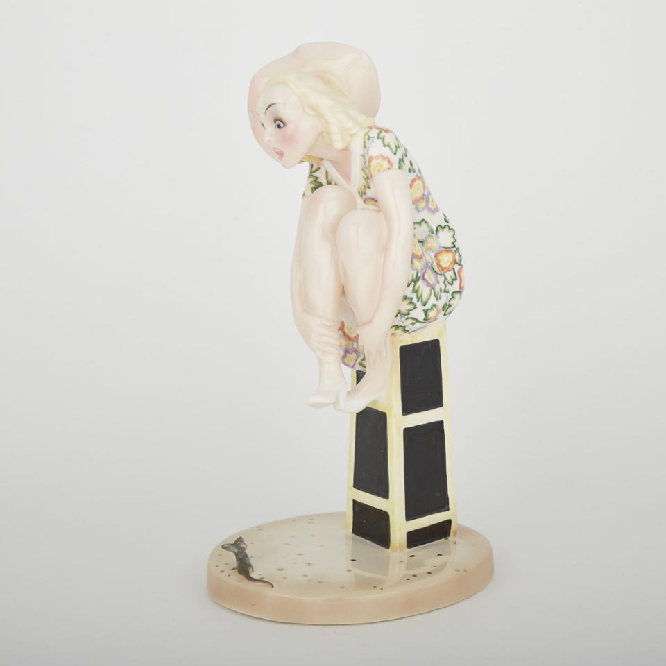 Essevi Figure of a Girl and Mouse, Sandro Vacchetti, c.1935
