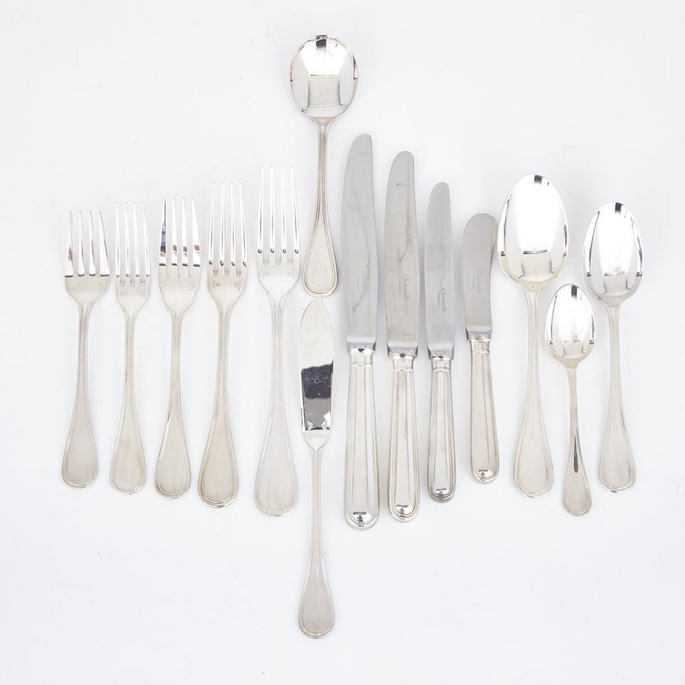 French Silver Plated ‘Albi’ Pattern Flatware Service, Christofle, 20th century
