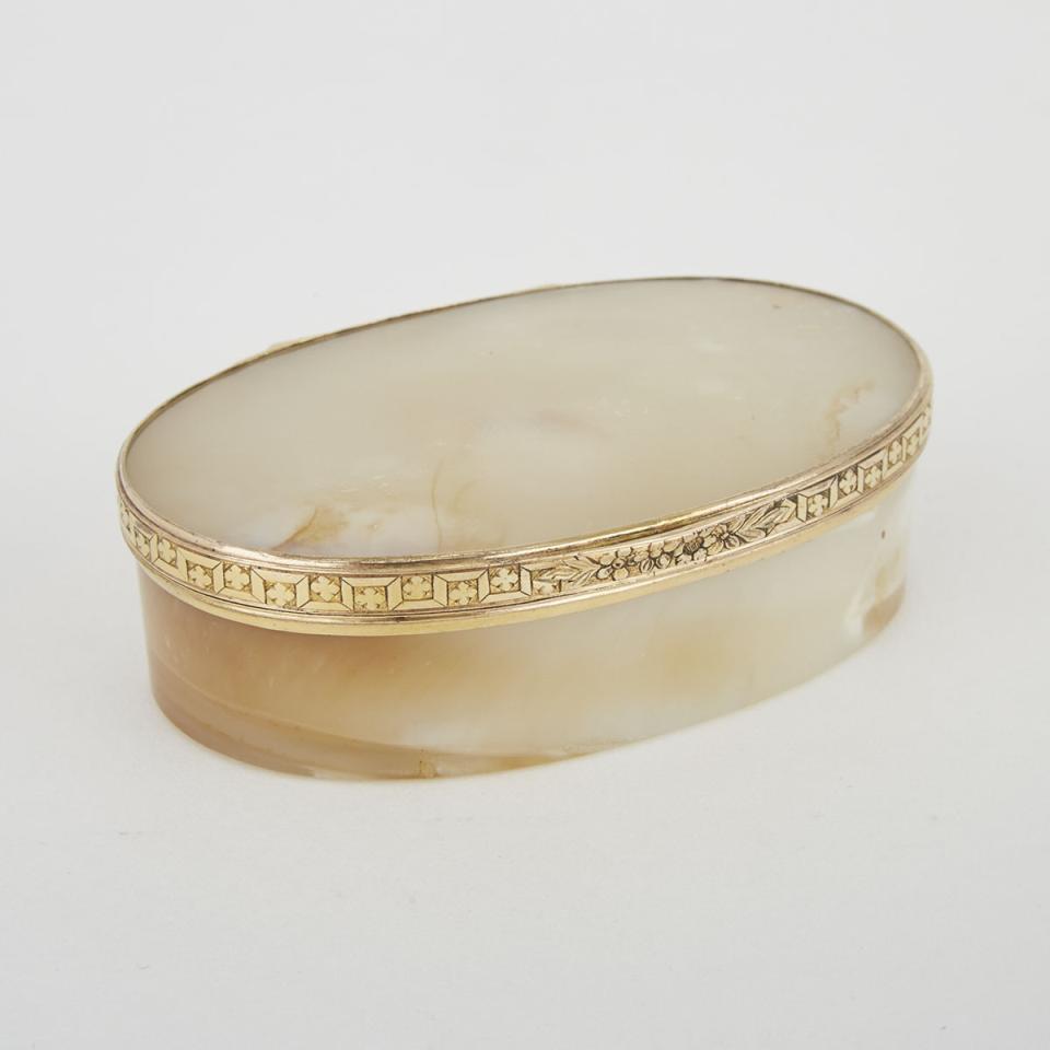 Gilt Copper Mounted Agate Snuff Box, early 19th century