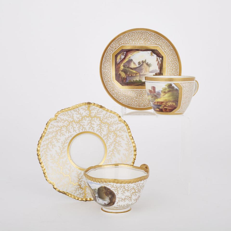 Flight, Barr & Barr Worcester and Another English Porcelain Irish Topographical Cup and Saucer, early 19th century