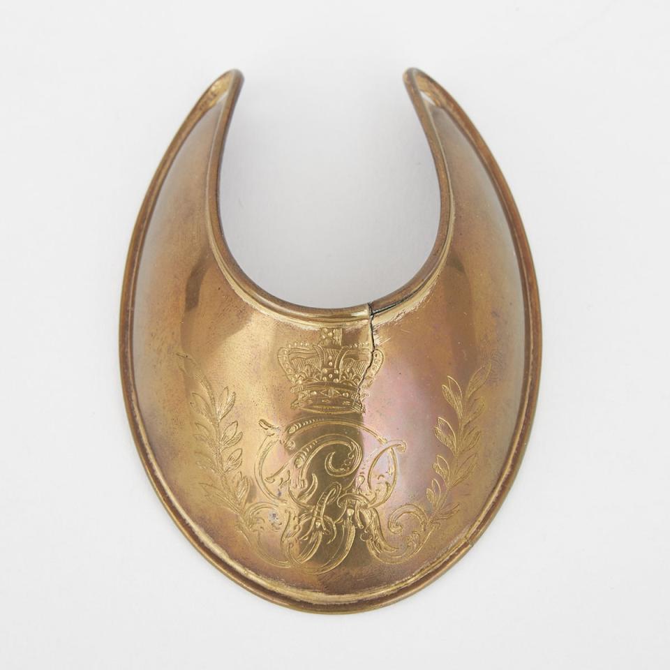 George III British Army Officer’s Gilt Brass Gorget, late 18th century