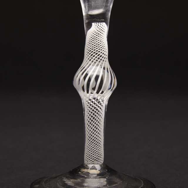 Continental Opaque Twist Knopped Stem Wine Glass, 18th century