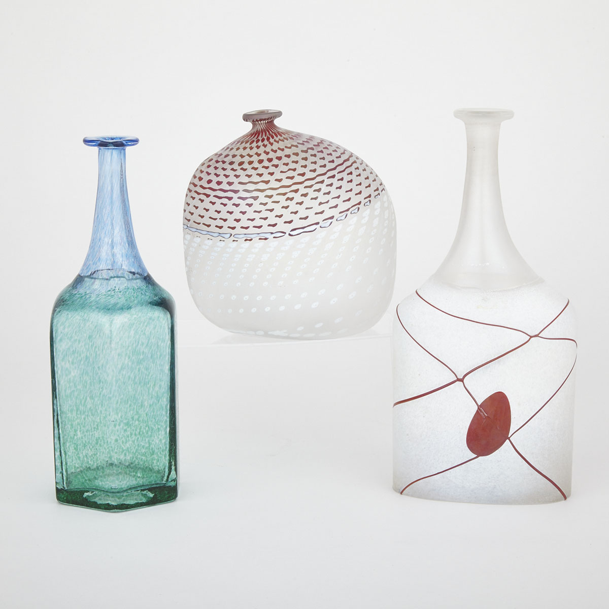 Three Kosta Boda Glass Vases, Bertil Vallien, late 20th century