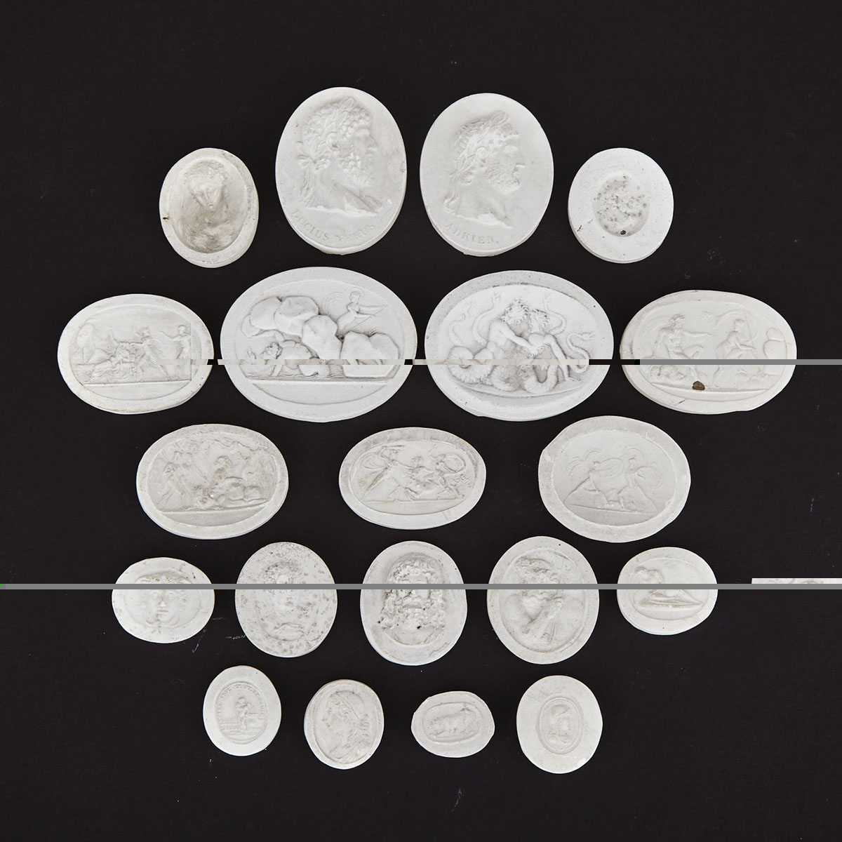 Group of 20 Italian Plaster Intaglios, 19th/early 20th century