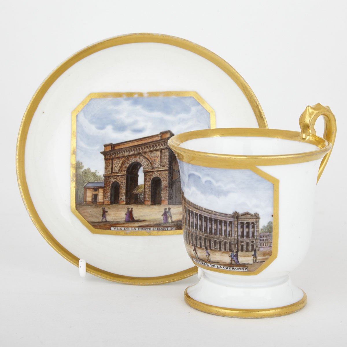 ‘Sèvres’ Topographical Cup and Saucer, mid-19th century