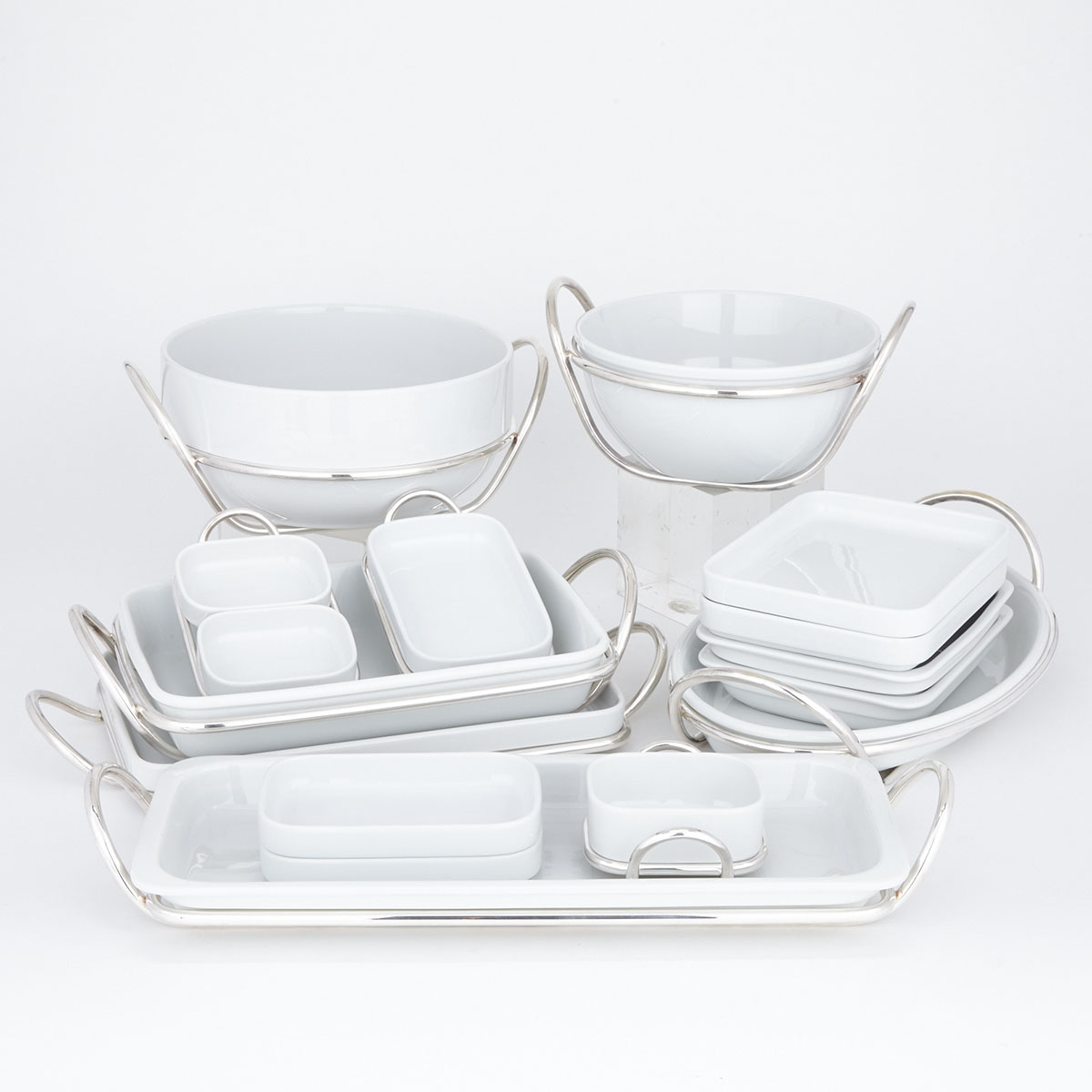 Sabattini ‘Pragma’ Silver Plated and Ceramic Oven-to-Table Wares, Lino Sabattini, 1970s 