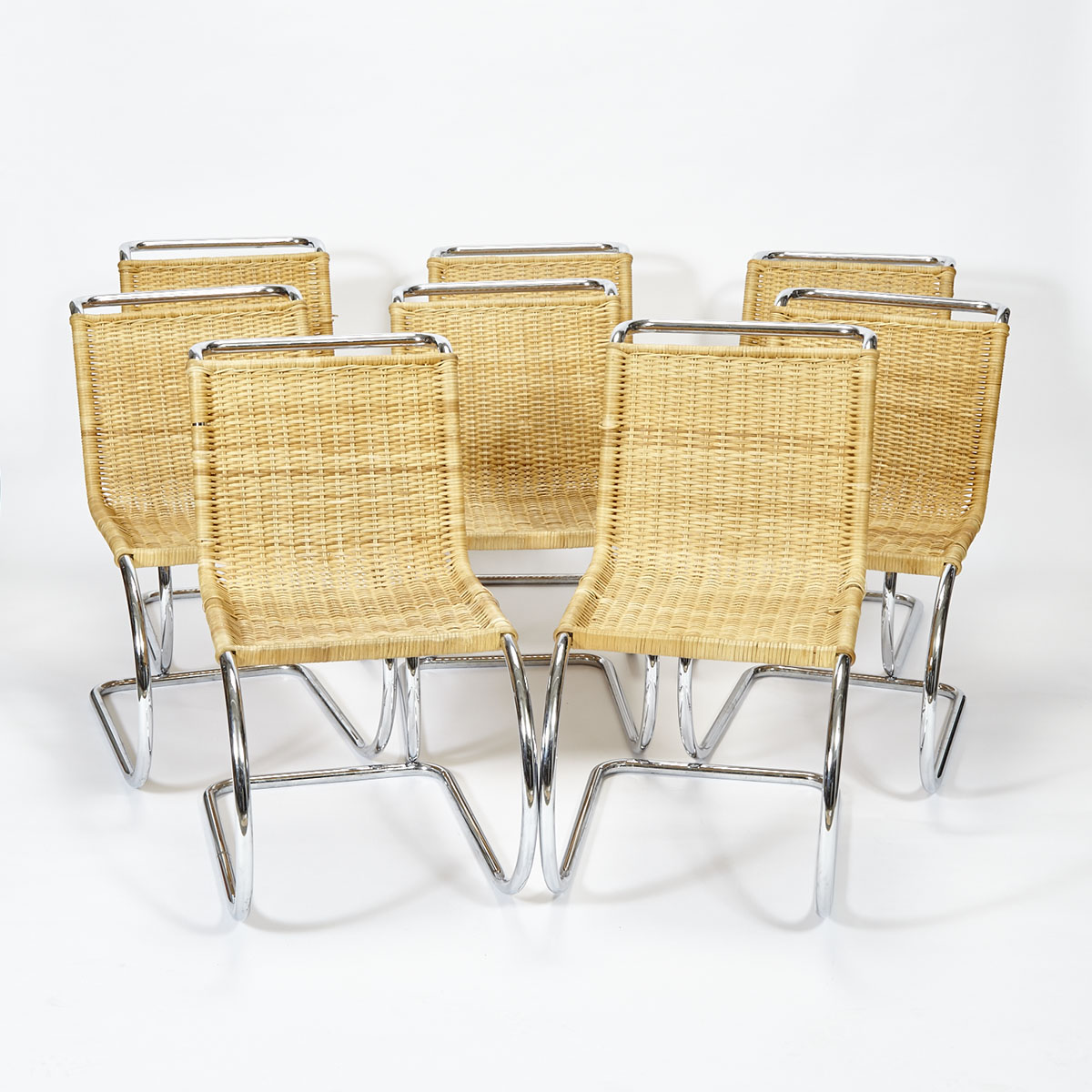 Set of Eight Mies van der Rohe for Knoll international MR10 Dining Chairs, 20th century