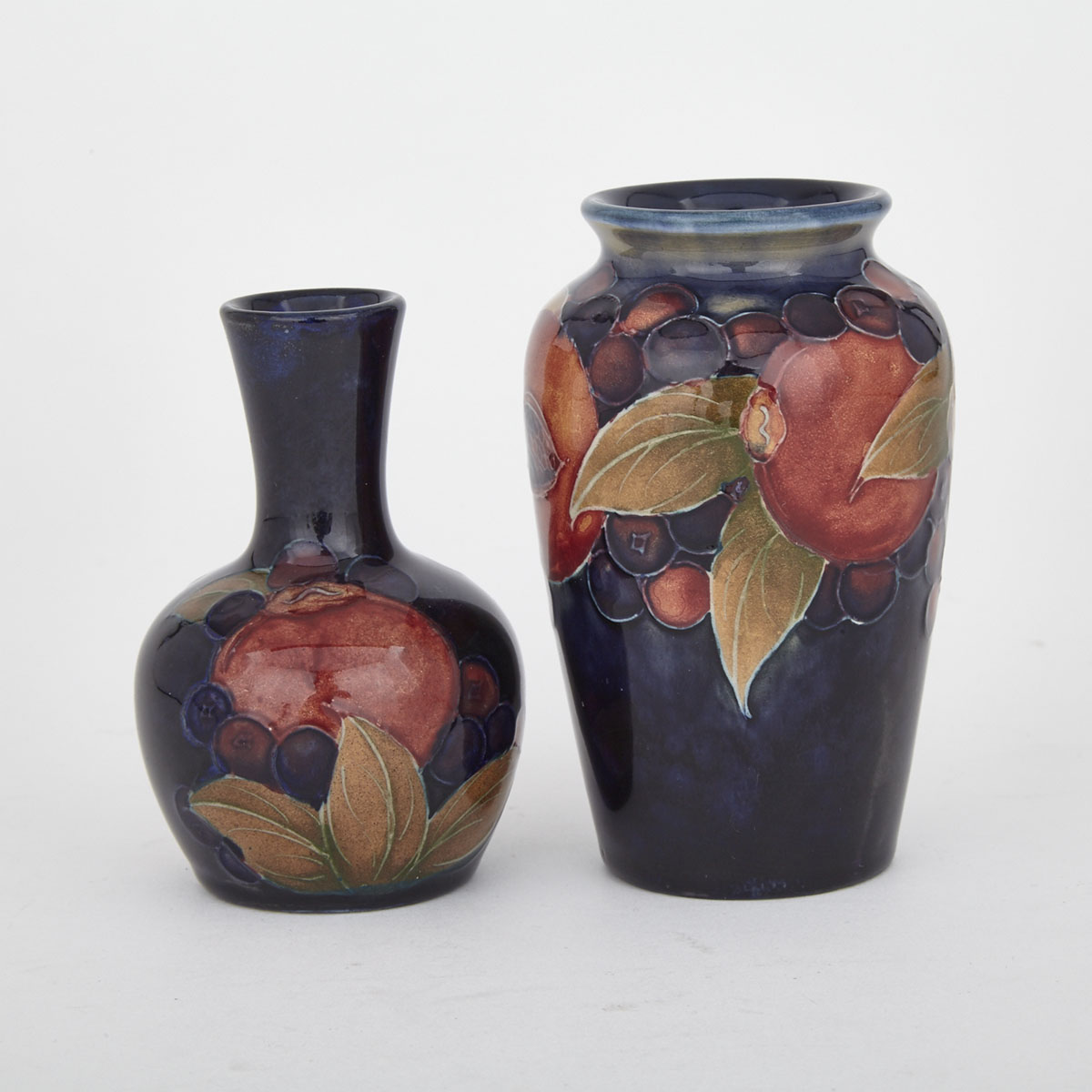 Two Moorcroft Pomegranate Small Vases, 1930s