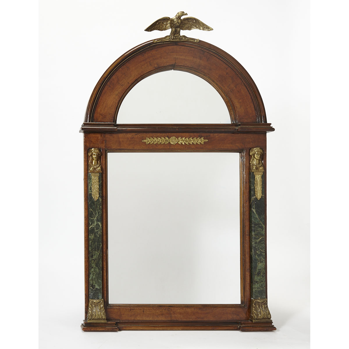 French Empire Style Ormolu and Marble Mounted Mirror, early 20th century