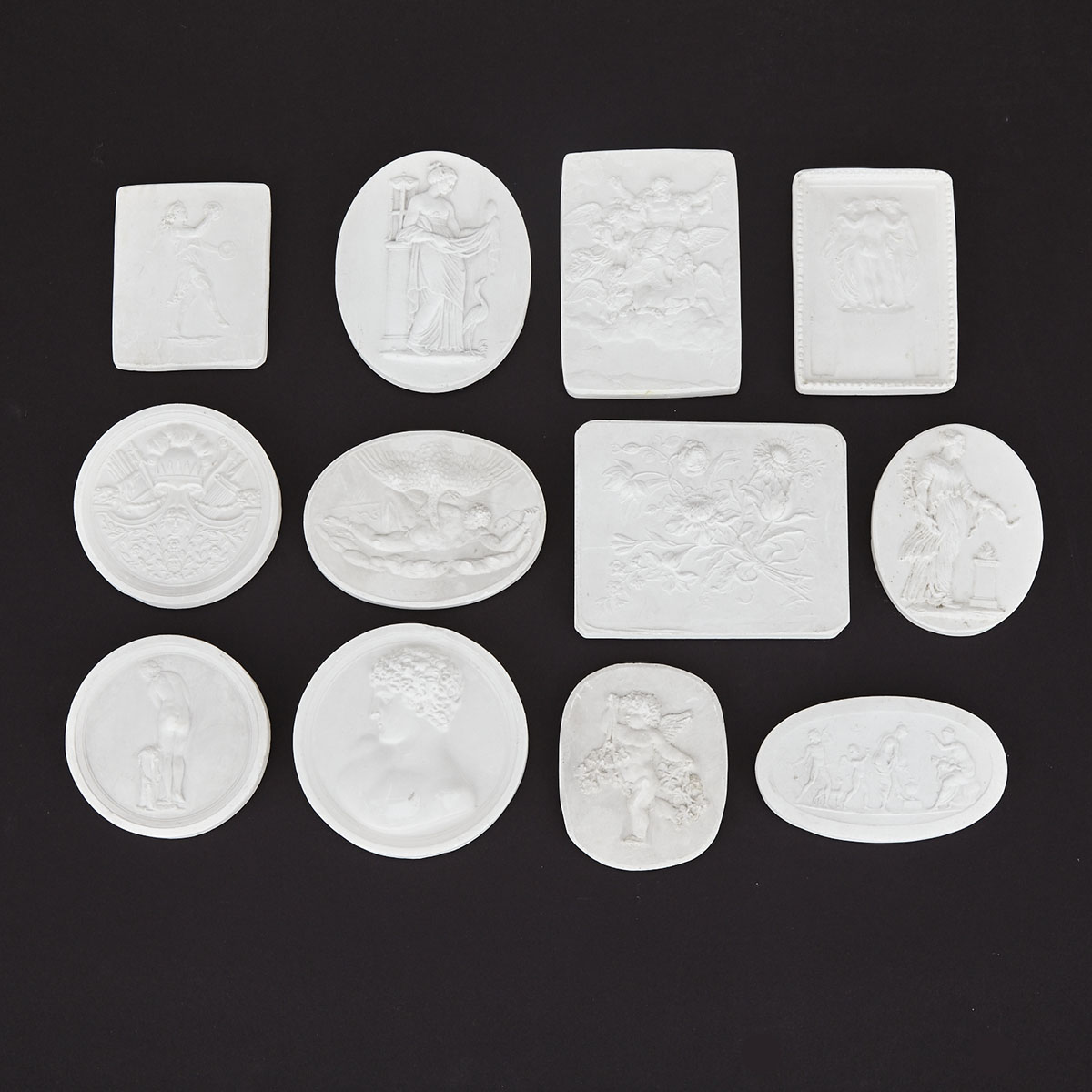 Group of 12 Larger Italian Plaster Intaglios, 19th/early 20th century
