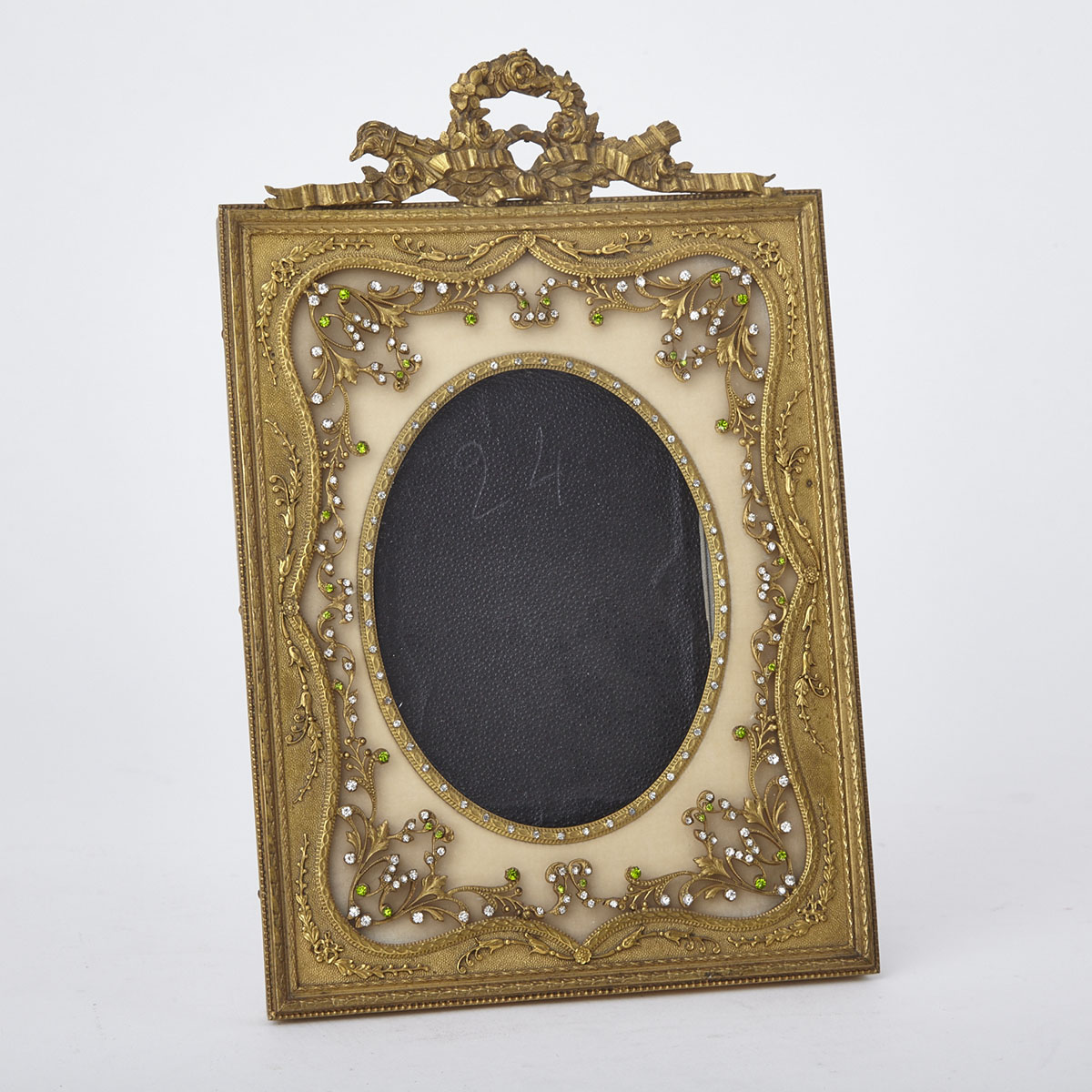 French Jewelled Ormolu Easel Picture Frame, early 20th century