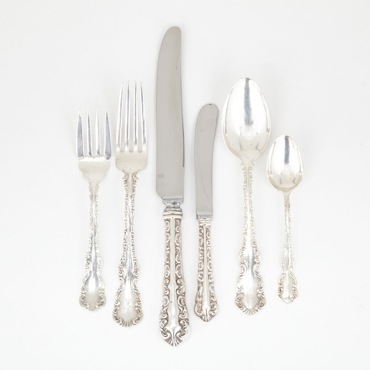 Canadian Silver ‘Louis XV’ Pattern Flatware, Roden Bros., Toronto, Ont. and Henry Birks & Sons, Montreal, Que., early 20th century
