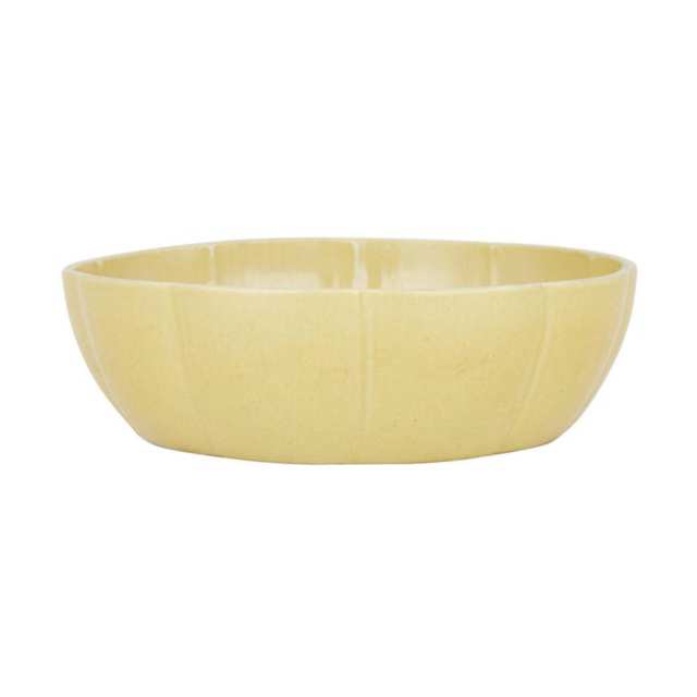 A Yellow Floriform Anhua Dragon Shallow Bowl
