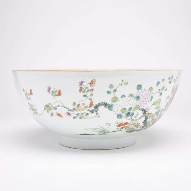 A Massive Famille Rose Chinese Export Punch Bowl, 19th Century