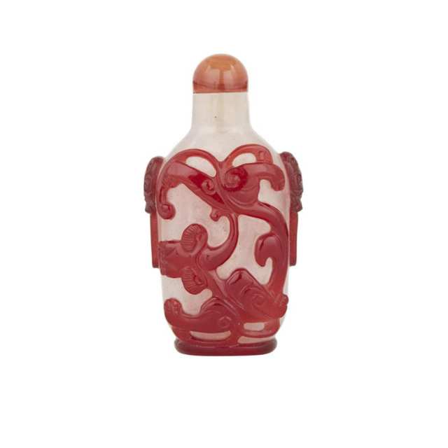 A Double Layer Peking Glass Chilong Snuff Bottle, 19th Century