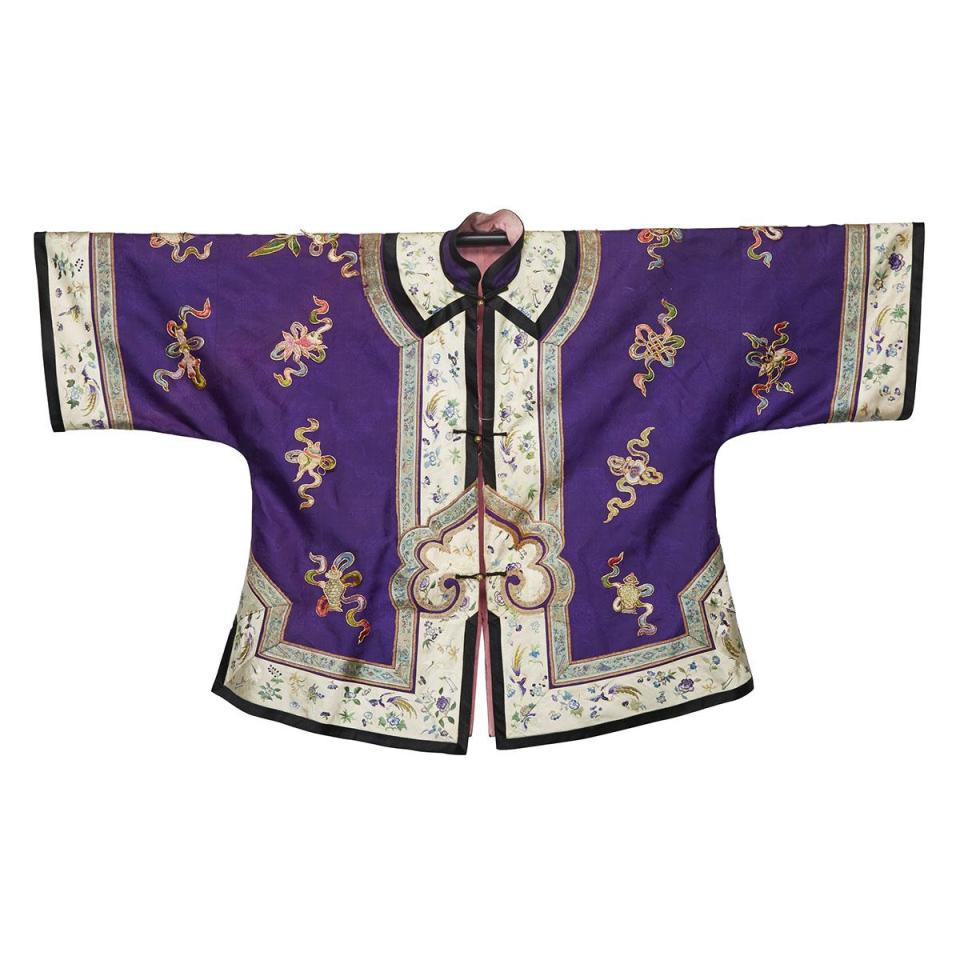 A Purple Silk Embroidered Women’s Jacket, 19th Century