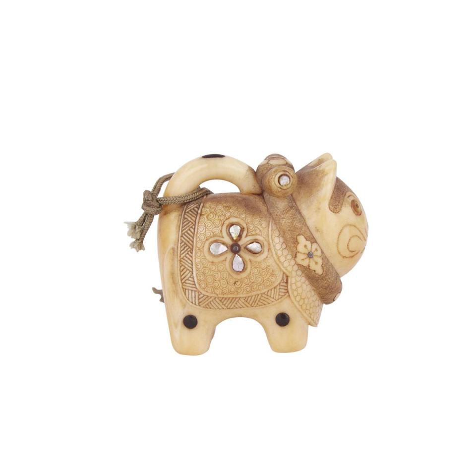 An Ivory and Mother of Pearl Netsuke, Meiji Period