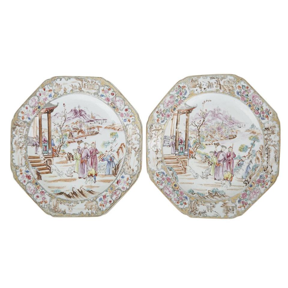 A Pair of Unusual Chinese Export Famille Rose Dishes, Yongzheng Period