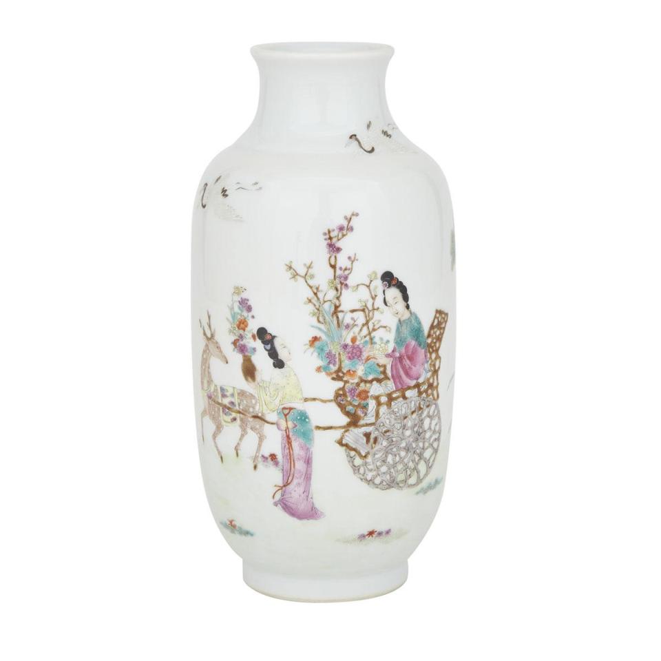 A Famille Rose Vase, Qianlong Mark