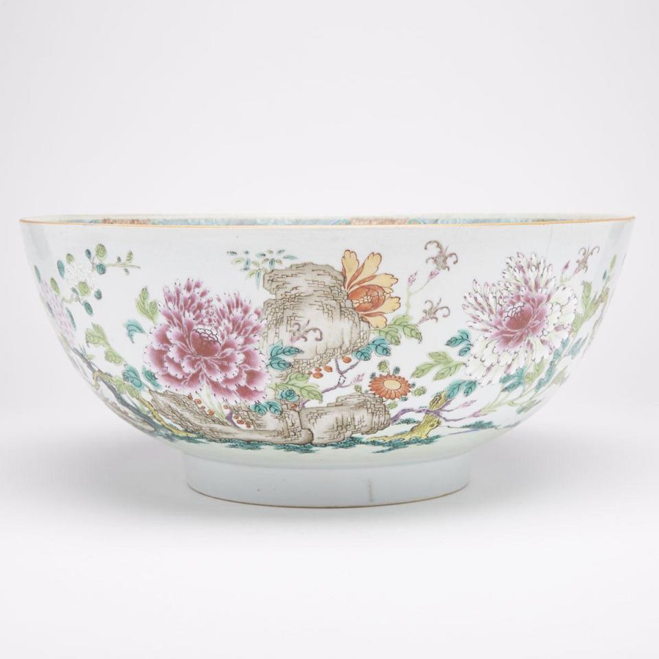 A Massive Famille Rose Chinese Export Punch Bowl, 19th Century