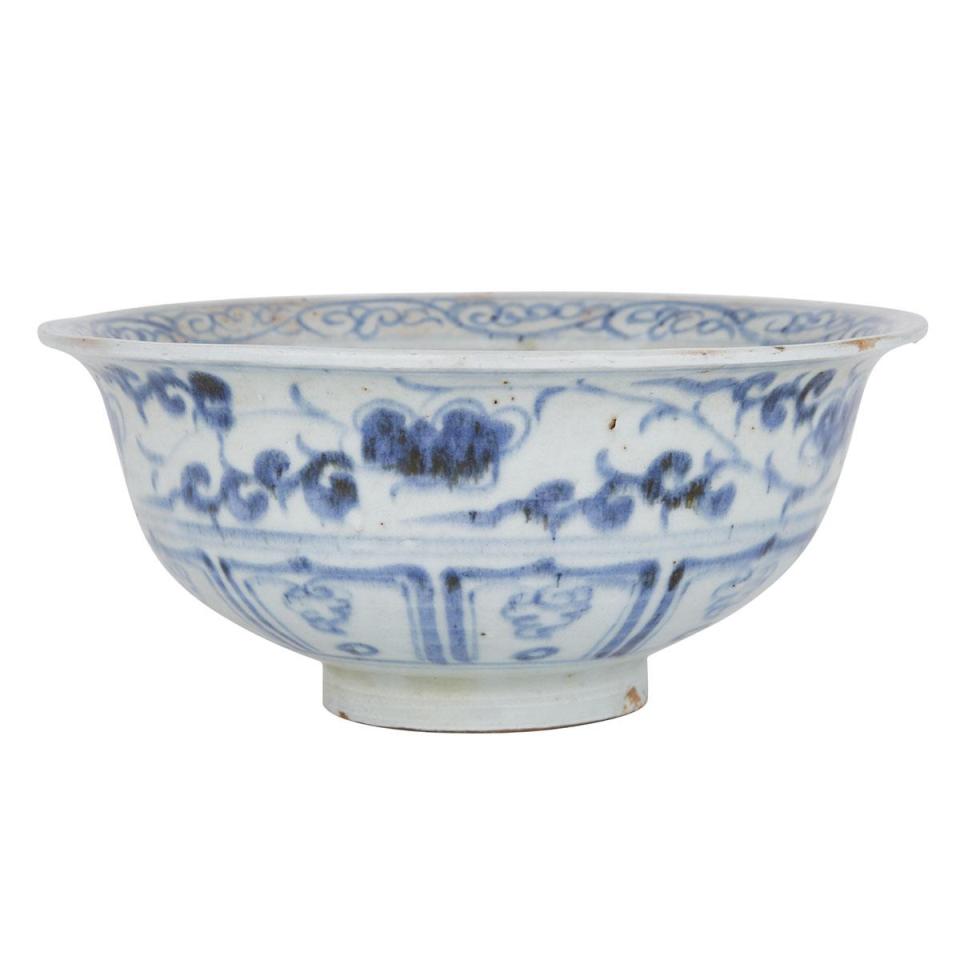 A Blue and White Mandarin Duck Bowl, Possibly Yuan Dynasty
