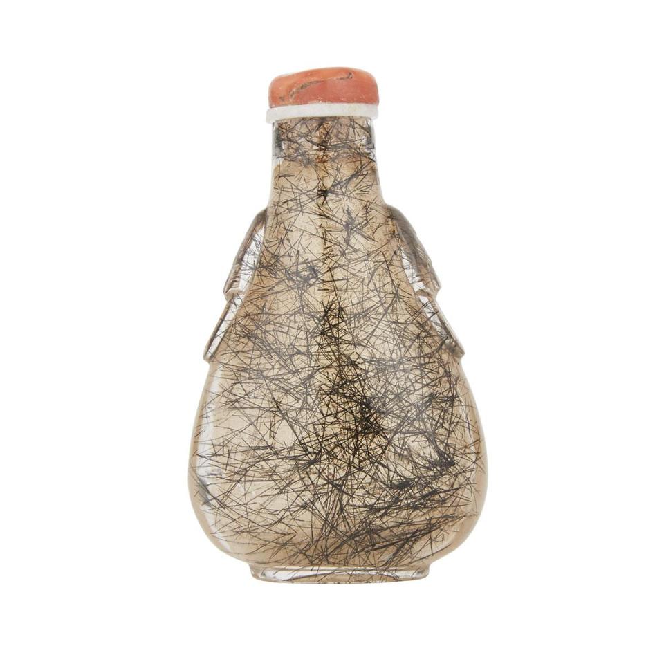 A Hair Crystal Snuff Bottle, 19th Century