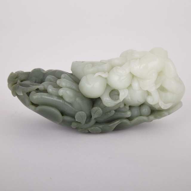 A Fine and Rare Spinach-White Jade Carving