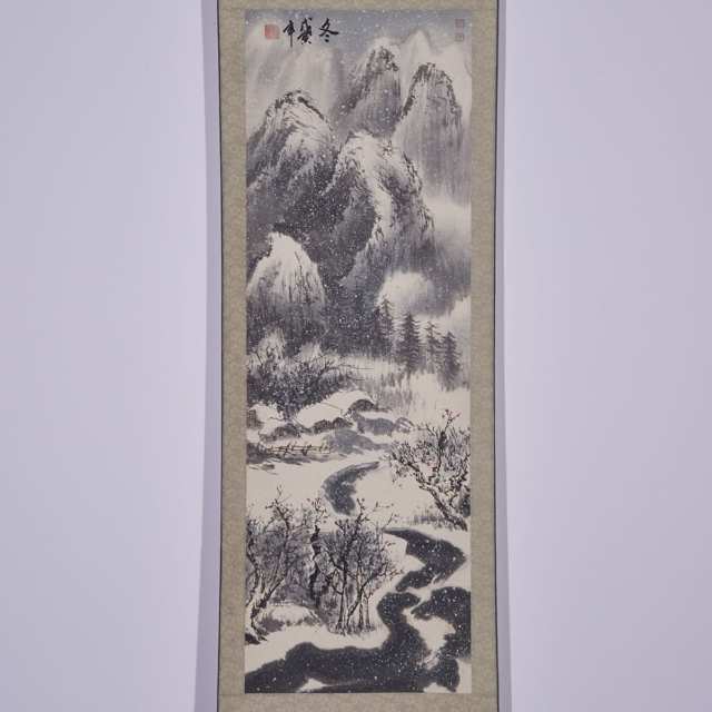 Set of Three Chinese Landscape Scrolls of Seasons