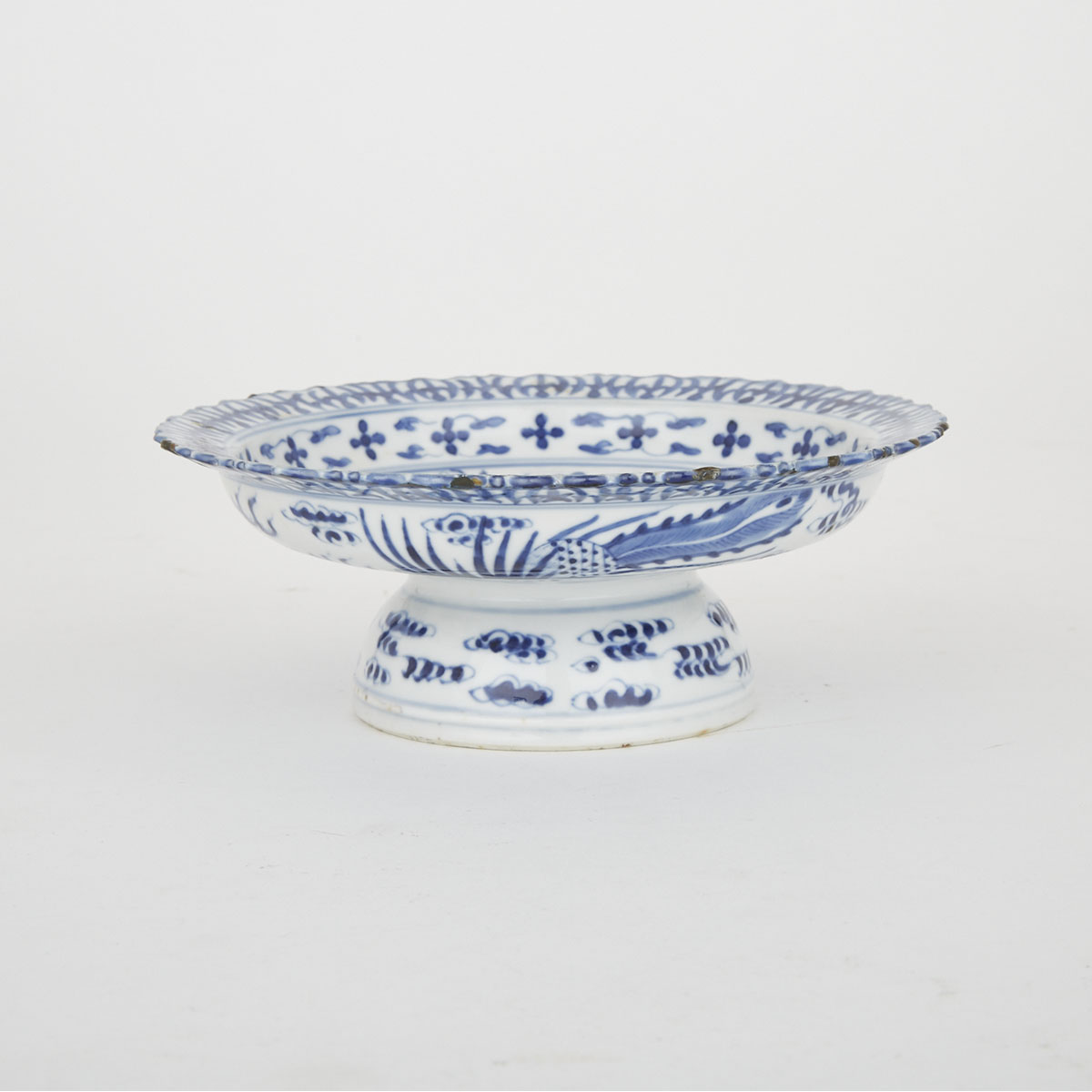 A Blue and White High-Footed Dish, 18th Century