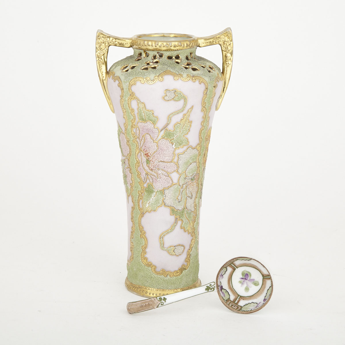 A Japanese Porcelain Vase and a Spoon