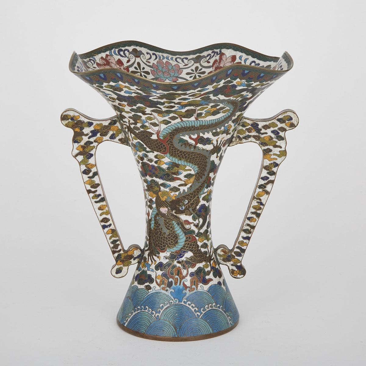 Double Handled Cloisonne Vase, 20th Century
