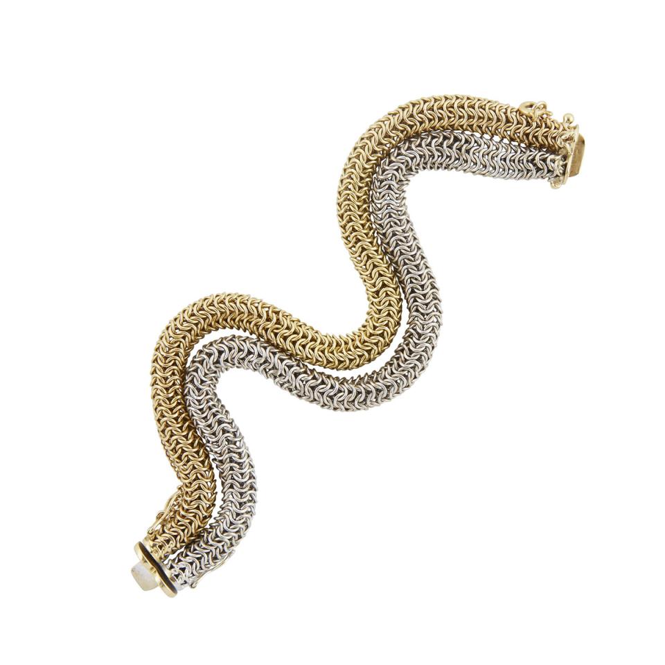 Birks 18k Yellow And White Gold Serpentine Double Strand Bracelet